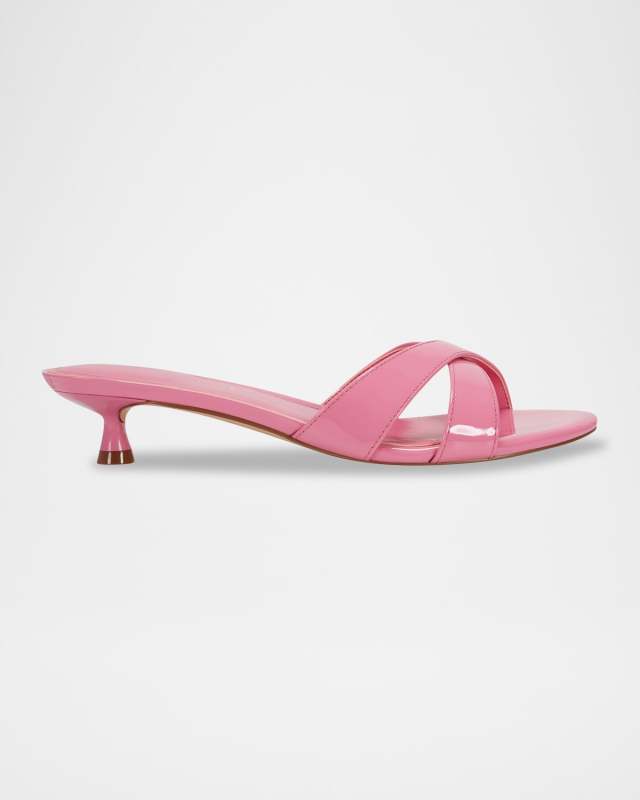 Tracey Patent Crisscross Kitten Slide Sandals